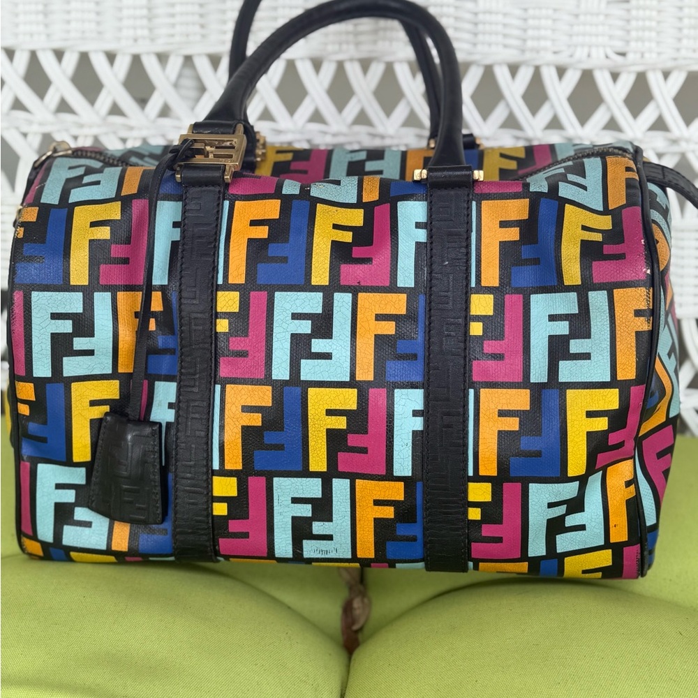 Fendi Multicolor Logo Duffel Bag